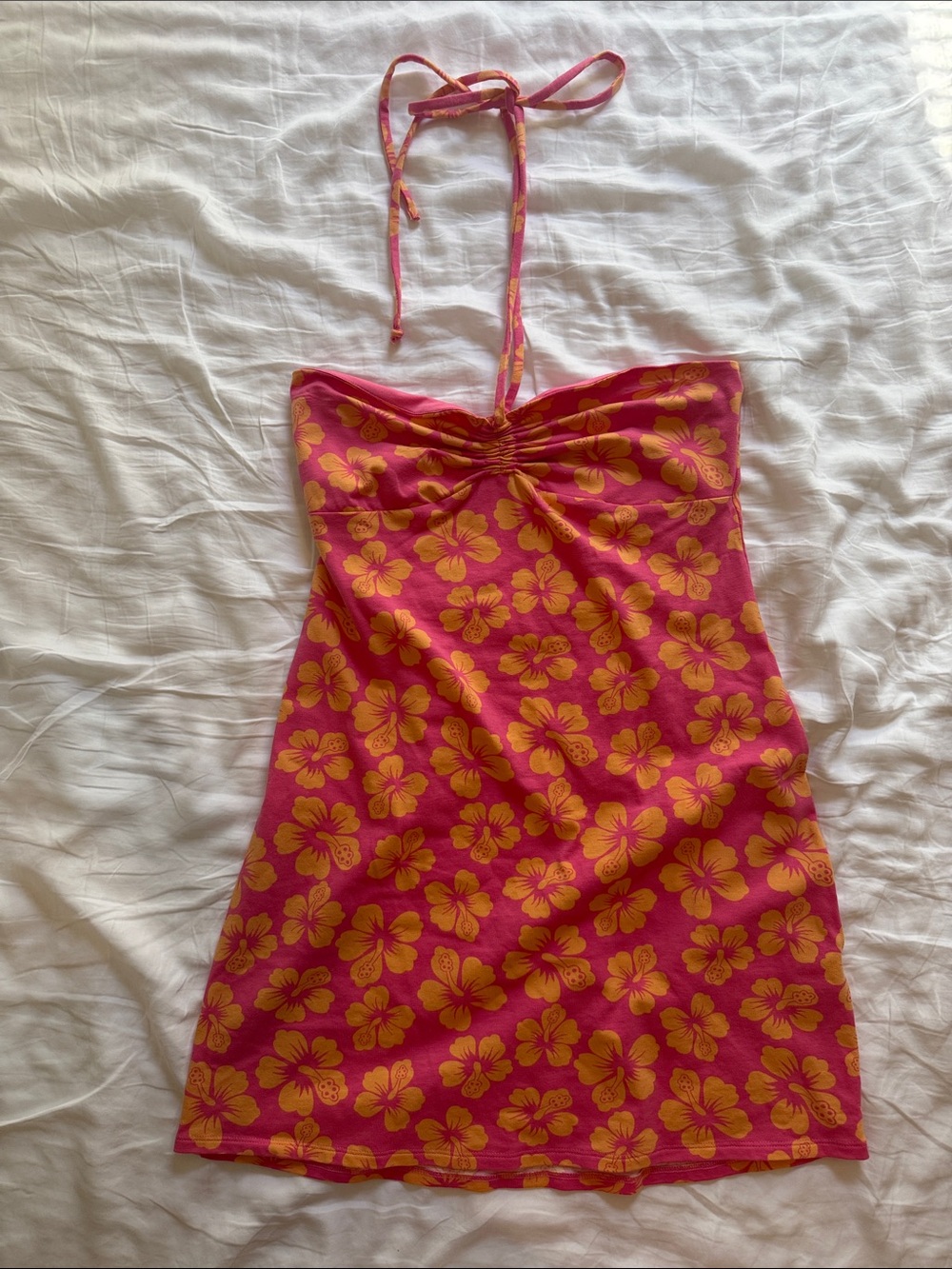 Hollister Pink and Yellow Floral Mini Dress